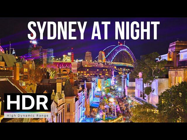 Sydney Australia Night Walking Tour | Darling Square to George Street | 4K HDR