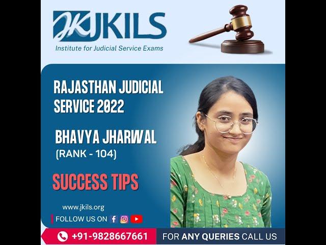 JKILS Law Institute - RJS Bhavya Jharwal (Rank 104) Sharing Success Tips-Give Your 100 Percent