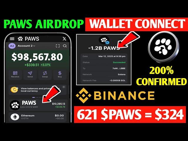 Paws Binance Wallet Connect | Paws Airdrop Price Prediction | Paws Airdrop New Update |Paws New Task