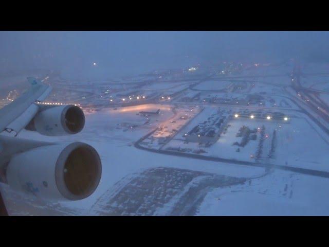 KLM 747-400 - O'Hare to Amsterdam Takeoff After Snow Storm