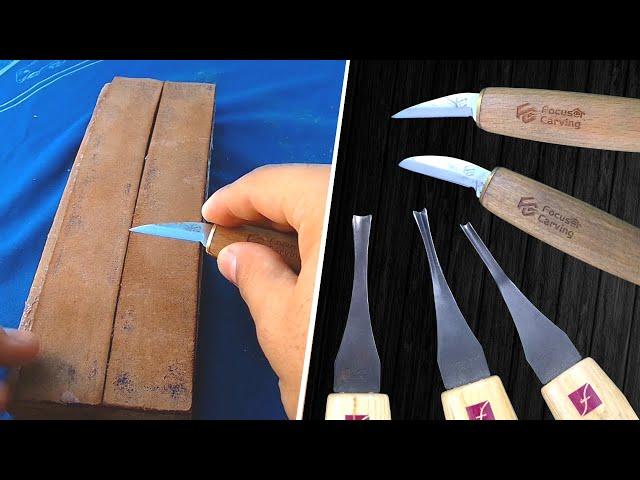 How to sharpen gouges and carving knives with simple homemade material [ FLEXCUT TOOLS ]