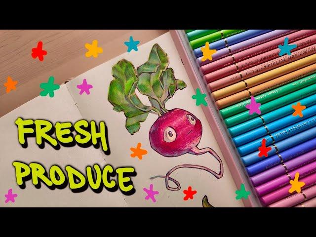 DRAW SOME FRESH PRODUCE WITH ME - using markers and colour pencils to make my dreams come true