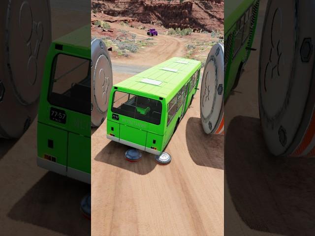 Old Bus and Big Truck Bollard Crash - BeamNG.Drive #bus