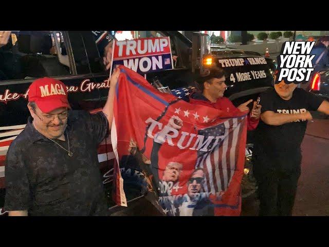 New Yorkers celebrate Trump's victory outside Trump Tower