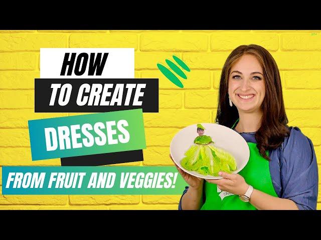 Creative Culinary Art: Fashioning a Dress from food Fruits & Veggies on a Plate