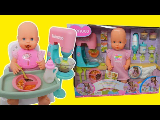 New Baby born doll Neuco first feeding with toy mixer and baby doll accessories