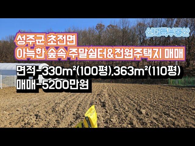 매물#264)성주군 초전면 아늑한 숲속 주말쉼터&전원주택지 매매 면적-330m²(100평), 363m²(110평) 매매가-5200만원_ 성주촌집매매.성주땅매매.성주전원주택매매