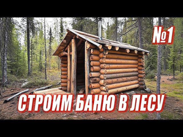 СТРОИМ БАНЮ В ЛЕСУ / ТАСКАЕМ БРЕВНА / ПЕРВЫЕ ВЕНЦЫ