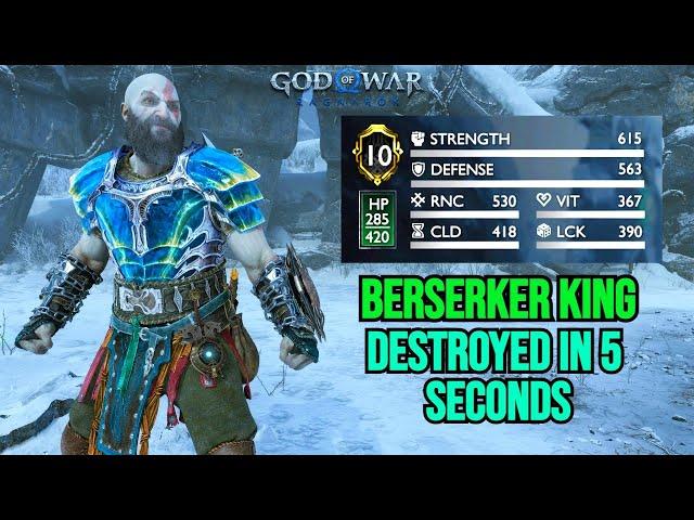 BERSERKER KING DESTROYED IN 5 SECONDS - OP BUILD (NO DAMAGE) - God Of War Ragnarok