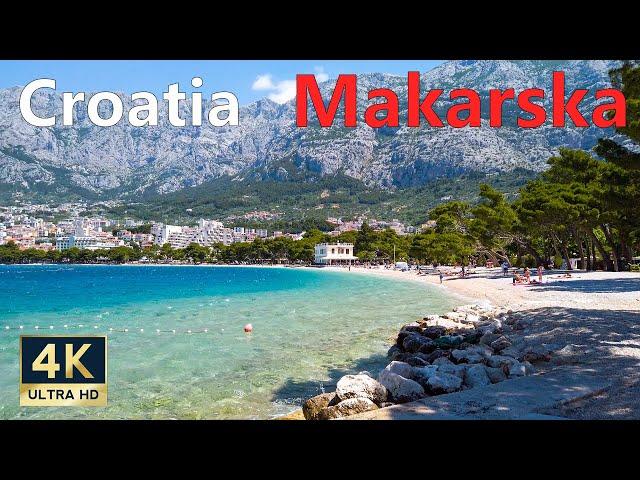 Makarska Dalmatia Croatia  4K Beach and Promenade Walking Tour