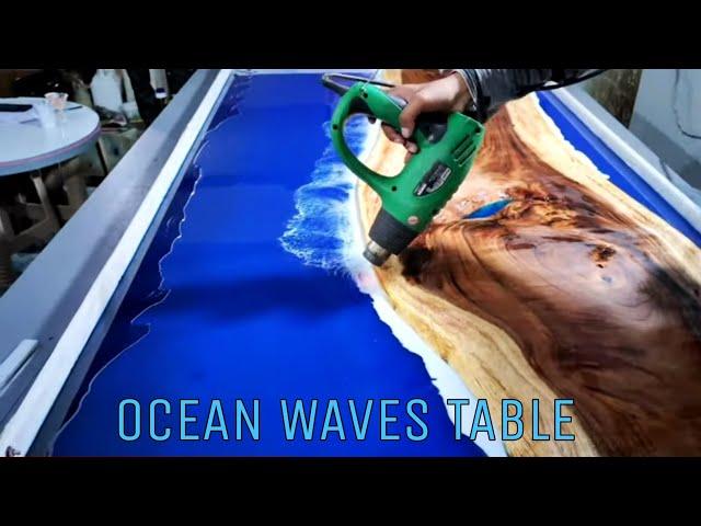 DIY epoxy resin table | How to make Ocean table - Step by step with subtitles