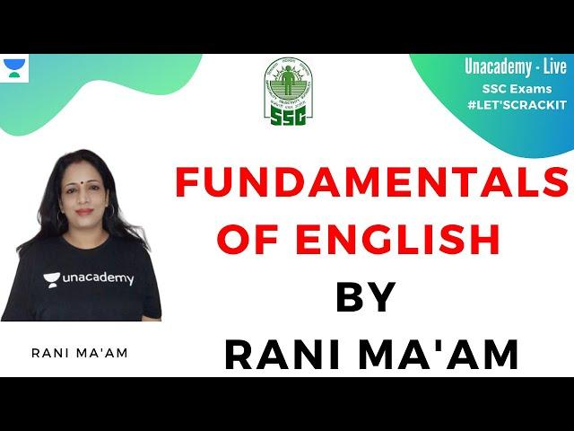 SSC CGL 2019 | Fundamentals of English | English Grammar | Unacademy Live - SSC Exams | Rani ma'am