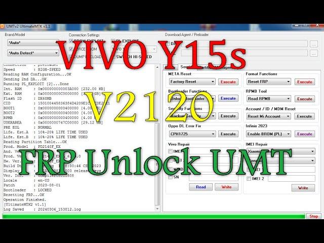 VIVO Y15s V2120 FRP Unlock UMT Tool