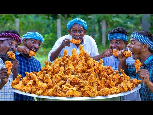 FRIED CHICKEN LEGS | 500 Crispy Chicken Leg Fry Recipe Cooking in Village | Fried Leg Piece