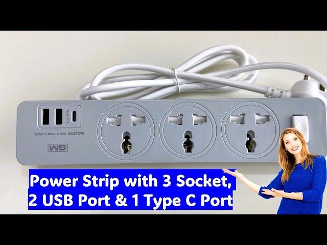 GM Power Strip/Extension Box with USB & Type C Ports Unboxing & Review