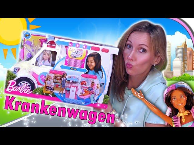 Barbie Krankenwagen  Ausklappbare Arztpraxis  Unboxing deutsch