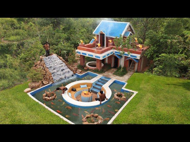 [Full Video]Build Creative 2-story  villa House With Aquarium ,Artificial Waterfall & Water Well