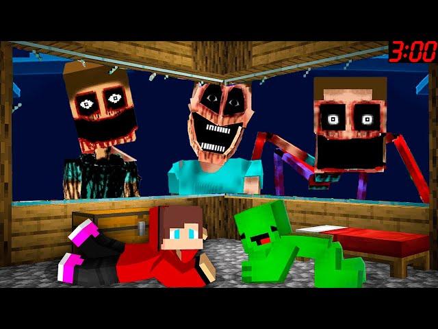 JJ and Mikey HIDE from Scary Mimicer Dweller and Spider Mimicer at Night in Minecraft - Maizen ?!