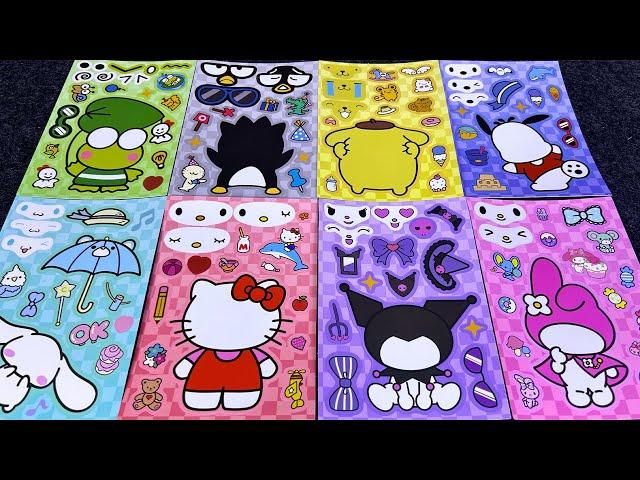 Kuromi, Melody  Decorating Sticker Book With Hello Kitty, Kurami, Melody  | ASMR DIY Paper