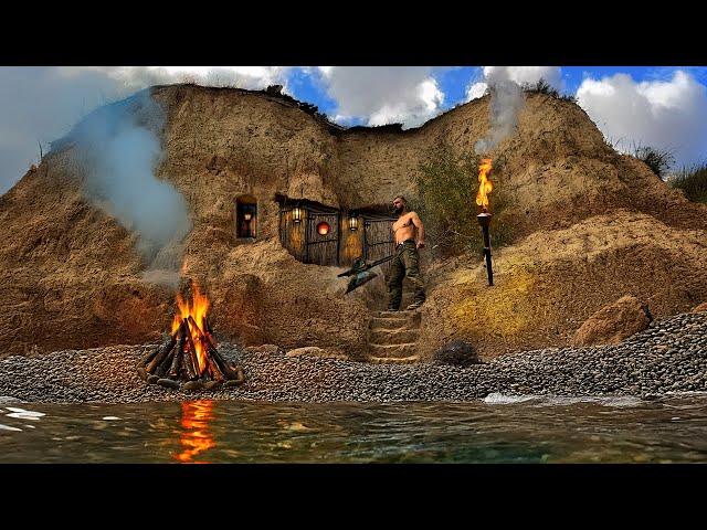 Building the most secret reed shelter in the mountain for survival house in the mountain