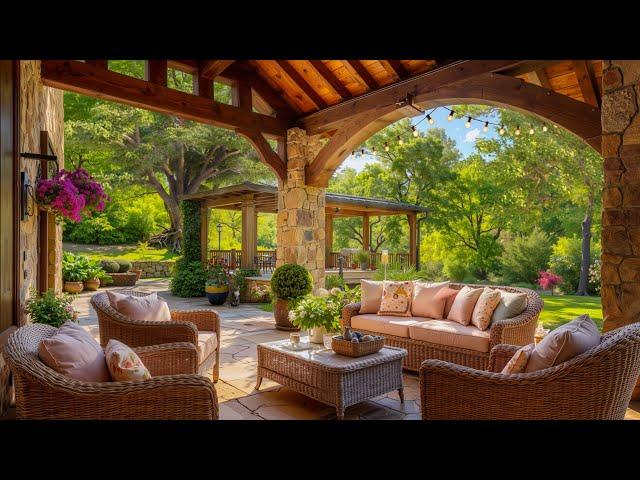 4K Morning Jazz at Porch Ambience | Smooth Bossa Nova, Nature Sounds & Chirping Birds for Relaxation