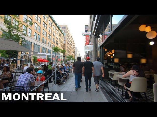 Montreal Downtown Evening Walk Tour! Montreal Canada 2021