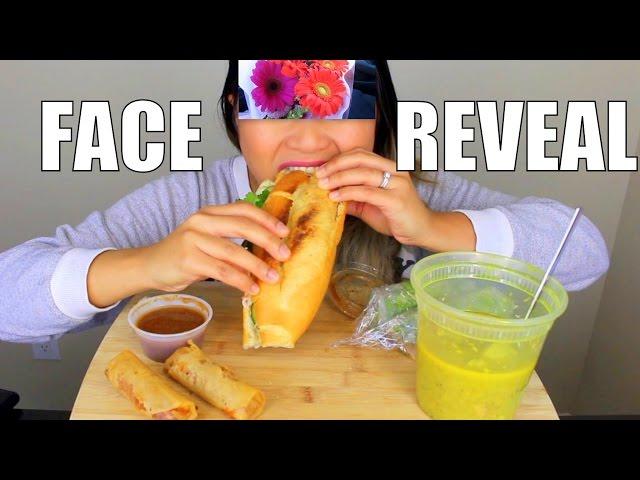 Full Face MUKBANG: Vietnamese Banh Mi, Egg Rolls, Spring Rolls and Chicken Curry