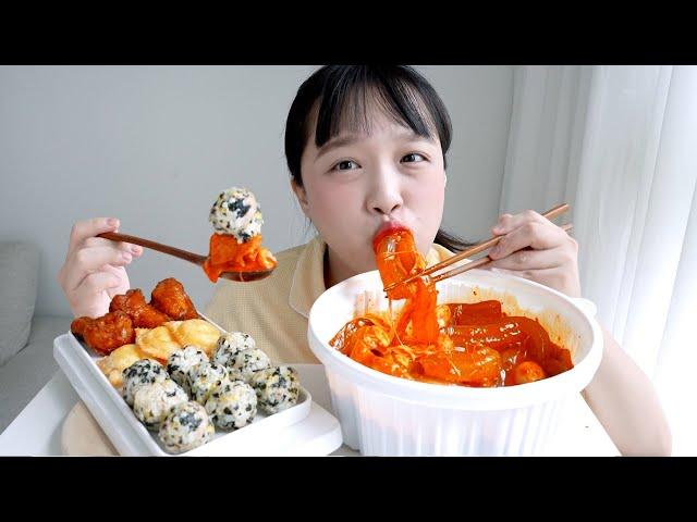 치즈추가 분모자 엽떡 먹방결국 하게된 엽떡파티️‍참치마요주먹밥,바삭치즈만두,엽봉까지! 엽기떡볶이 분모자 REALSOUND MUKBANG | tteokbokki :D