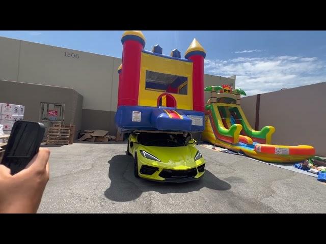 How we put a bounce house on top of My New Corvette #corvette #c8