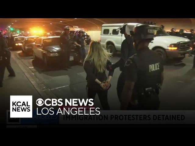 Dozens detained as downtown LA immigration protests continue