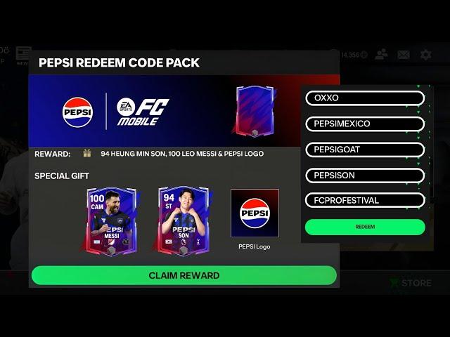 5 LATEST PEPSI REDEEM CODE LE*KED  REDEEM ASAP TO GET FREE 100 OVR LEO MESSI ⏰ DO THIS ASAP! 