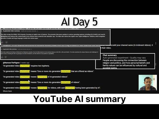 AI day 5: Youtube AI summary