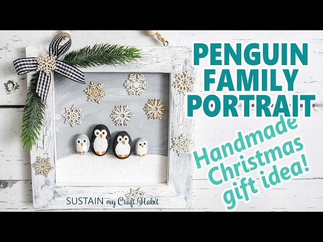  Adorable Pebble Penguin Family Portrait Craft  Handmade Christmas Gift Idea