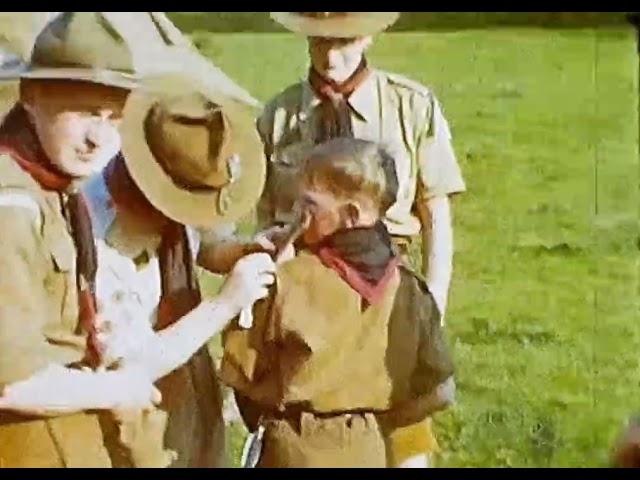 LATE 1940s - early 1950s, RARE COLOUR 8mm FILM. THE BOY GOES TO SCOUT CAMP THE GIRLS PICK BLUE BELLS