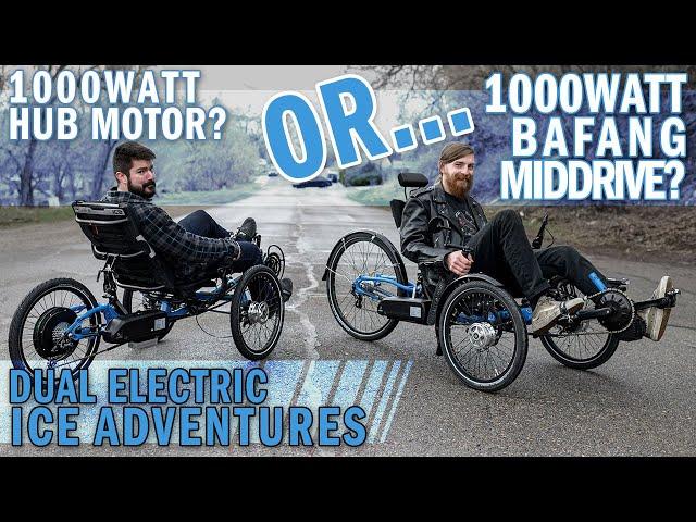 ICE Adventure Trikes with 1000W Hub Motor & 1000W Bafang Middrive - Full Suspension Recumbent Trikes