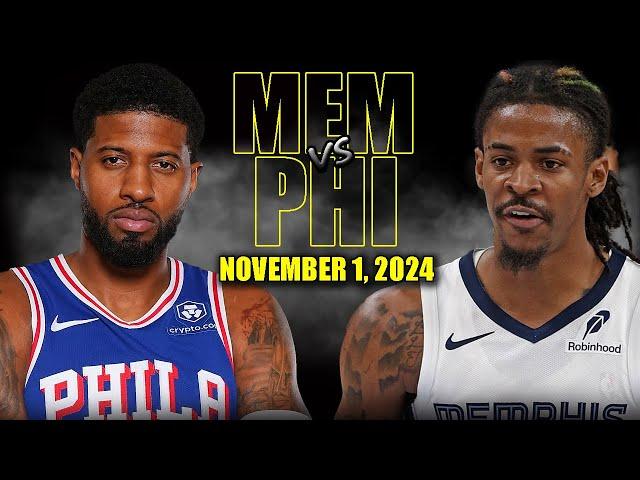 Philadelphia 76ers vs Memphis Grizzlies Full Game Highlights - November 2, 2024 NBA Season