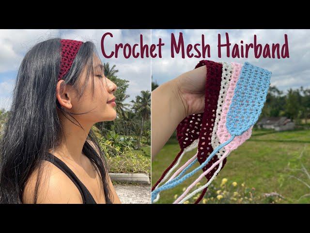 Crochet Mesh Hairband | under 1 hour project | begginer friendly