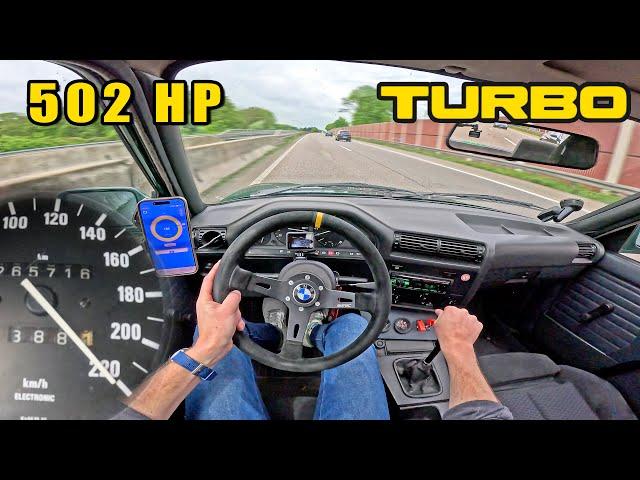 BMW 3 Series E30 with M50 TURBO has OLD SCHOOL POWER on AUTOBAHN