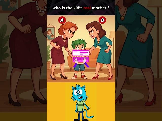 Who’s the Real Mom? ‍ Look at the Clue! #Shorts #riddles #brainteasers