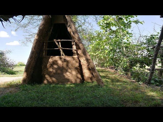 Primitive Daily Life : Updating Underground Wood House - (use mud and grass)