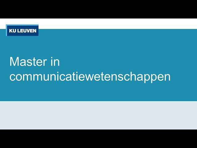 Master in de communicatiewetenschappen (online infosessie)