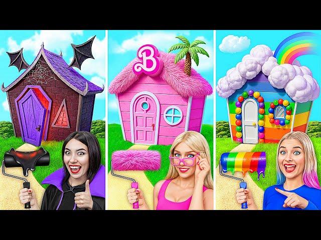 One Colored House Challenge | Vampire vs Barbie vs Unicorn by Multi DO Smile