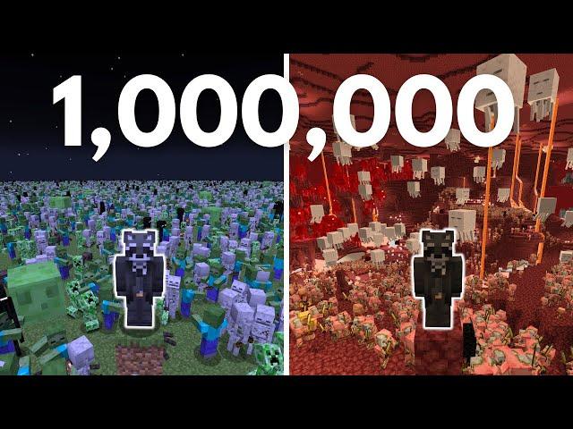 Minecraft, But There's 1,000,000 Mobs