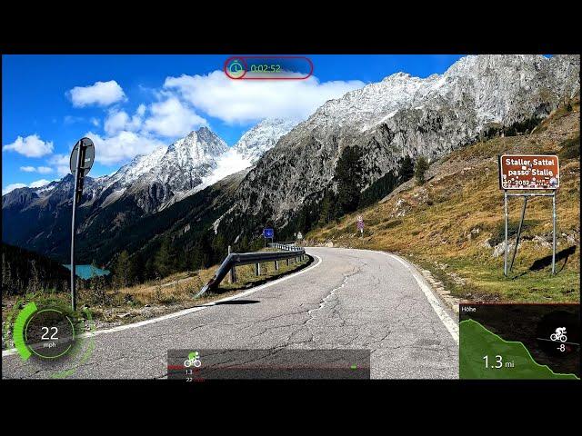 30 minute Indoor Cycling Workout Passo Stalle Austria to Italy Alps Garmin 4K Video