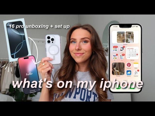 IPHONE 16 PRO UNBOXING & SET UP + what’s on my iPhone! (iOS 18 customization, widget tour, + apps)