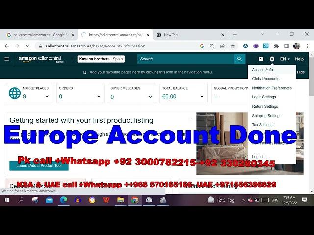 Amazon Account and LLC Solution. Eu Account done Spain details