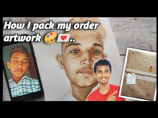 How I pack my order artwork ..#watercolorpainting #portrait #packing #painting #viral