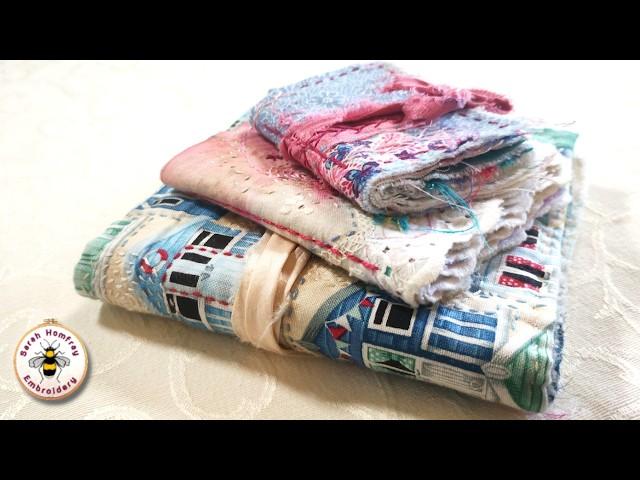 Make a mindful slow stitch book out of fabric scraps - easy slow stitch  project tutorial!