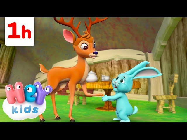 Dans sa maison un grand cerf  | Chansons avec des animaux pour Enfants | HeyKids en Français