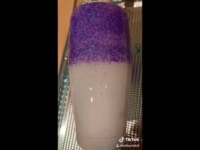 Purple & White chunky glitter thermal tumbler by Kreative Kreations